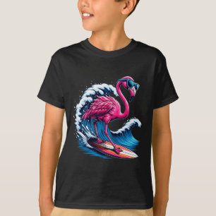 T-shirt Flamant rose Hawaï Surf Plage Été Vague 