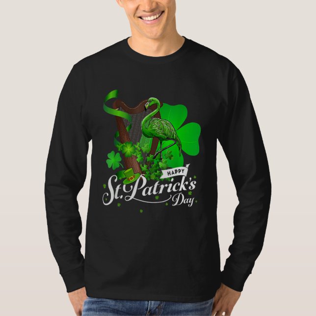 T-shirt Flamant rose irlandais Vert migre St Patrick Shamr (Devant)