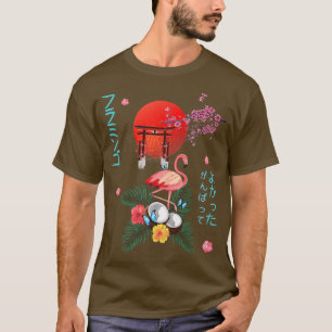 T-shirt Flamant rose japonais Anime Otaku Pagode noix de c
