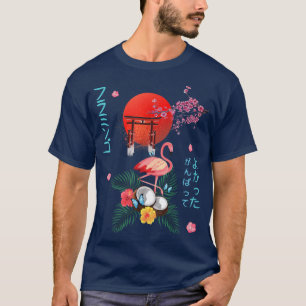 T-shirt Flamant rose japonais Anime Otaku Pagode noix de c