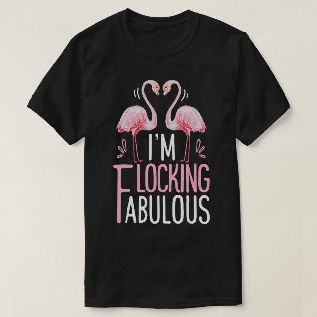 T-shirt Flamant rose Je Flocage Fabuleux Amour d'Oiseau Ro (Design devant)