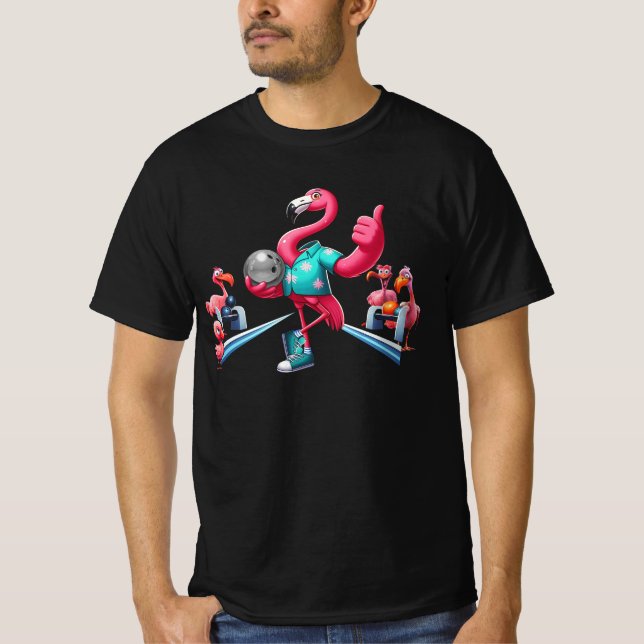 T-shirt Flamant rose Jouer Bowling Graphic Art Bowler Bowl (Devant)
