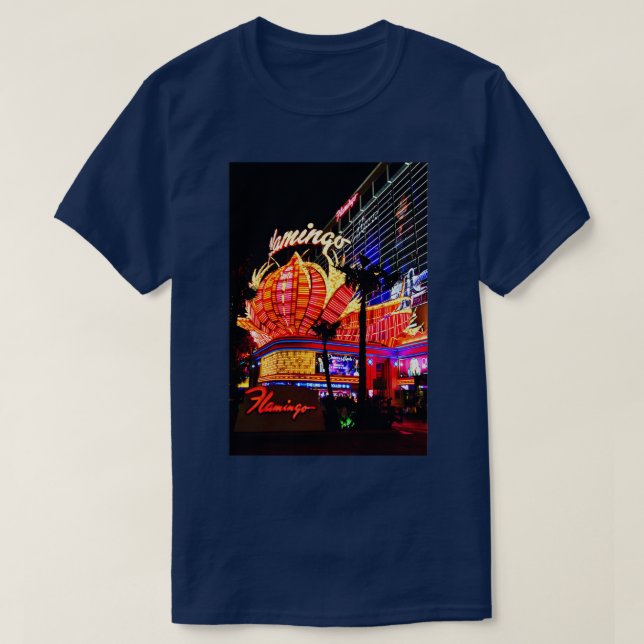 T-shirt Flamant rose Las Vegas Hotel Neon Signes America (Design devant)