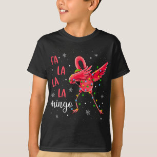 T-shirt Flamant rose lumières de Noël Funny Noël Santa Hat
