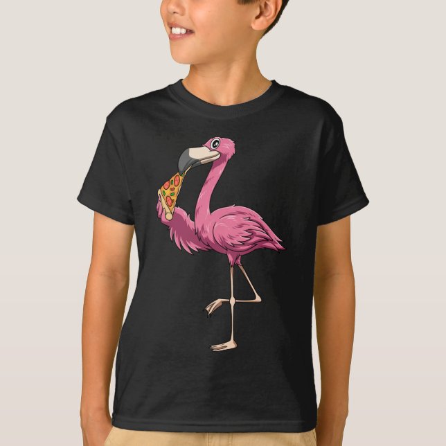 T-shirt Flamant rose Manger Pizza Flamant rose Amateurs Pi (Devant)