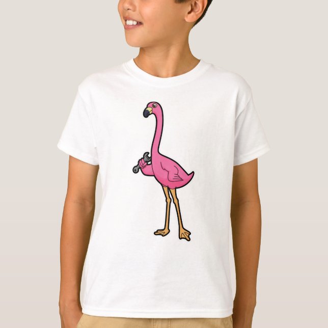 T-shirt Flamant rose mécanique avec clé (Devant)