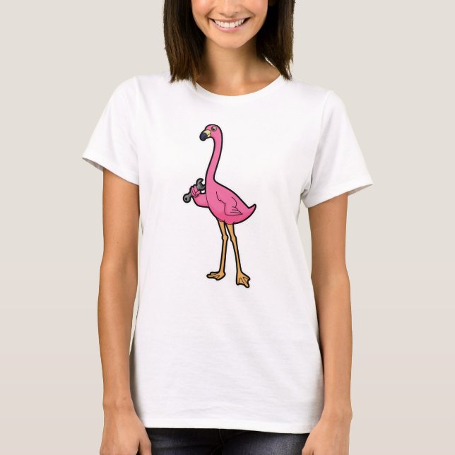 T-shirt Flamant rose mécanique avec clé (Devant)