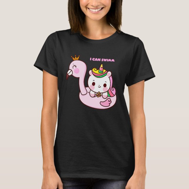 T-shirt flamant rose nage cheval mignon (Devant)
