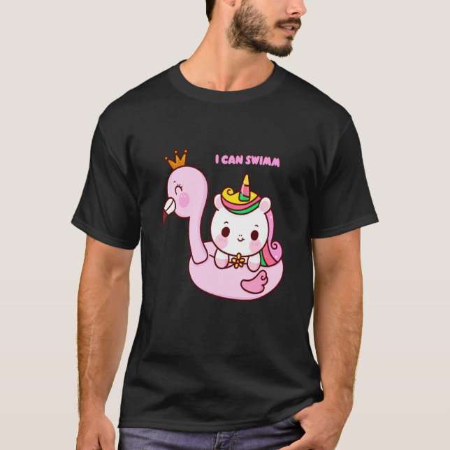T-shirt flamant rose nage cheval mignon (Devant)