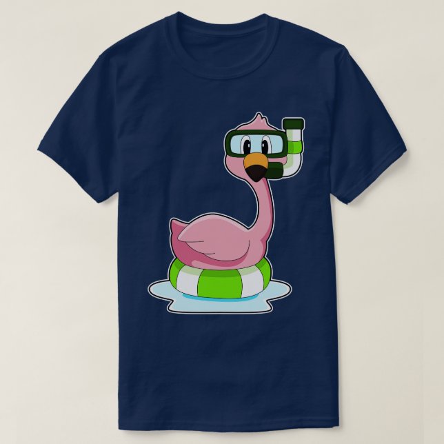T-shirt Flamant rose Natation Lifebuoy (Design devant)