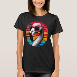 T-shirt Flamant rose Oiseau Lunettes de soleil Coucher Ret