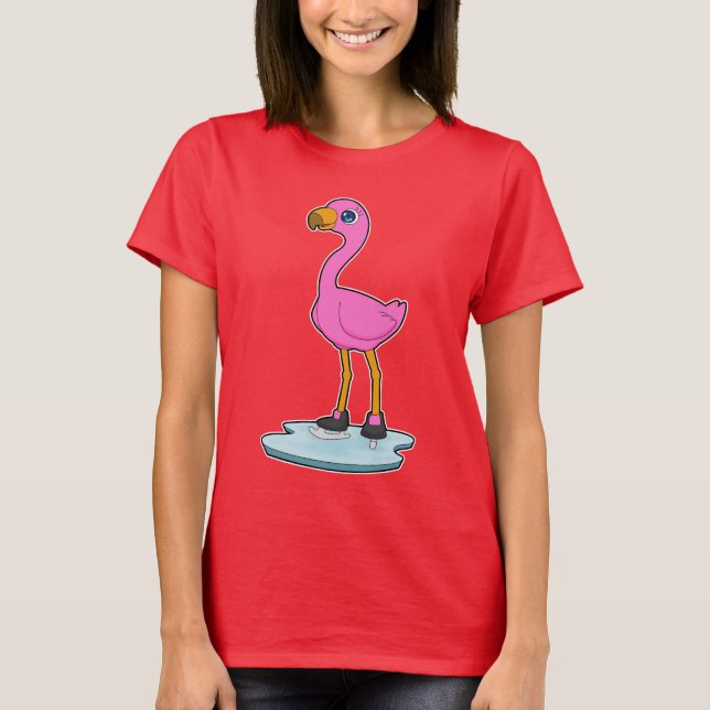 T-shirt Flamant rose Patinage sur glace Patins sur glace (Devant)
