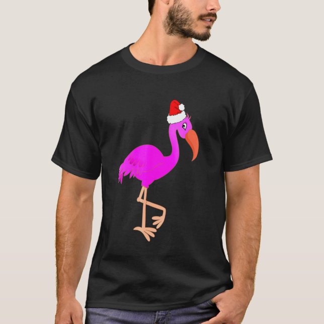 T-shirt Flamant rose Père Noël (Devant)