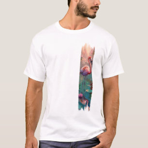 T-shirt Flamant rose pinceau art