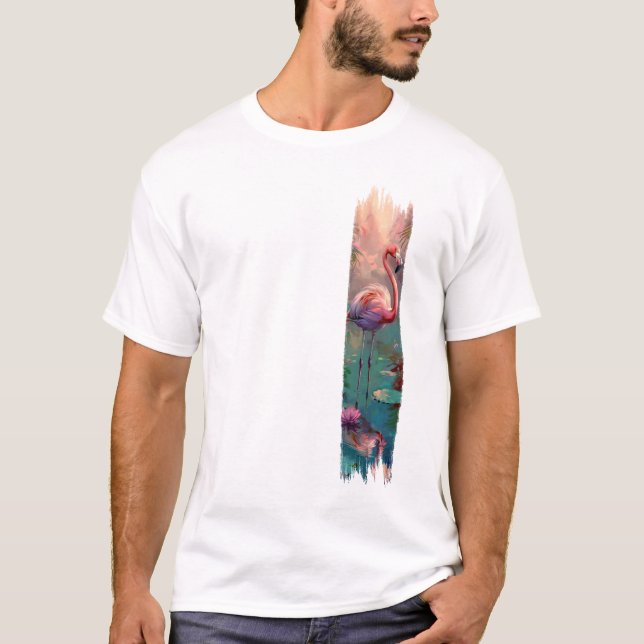 T-shirt Flamant rose pinceau art (Devant)