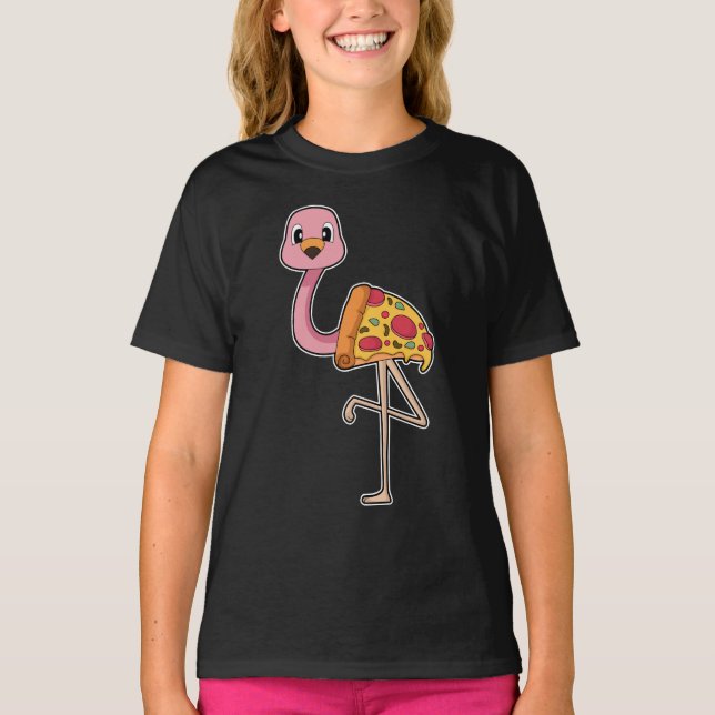 T-shirt Flamant rose Pizza (Devant)