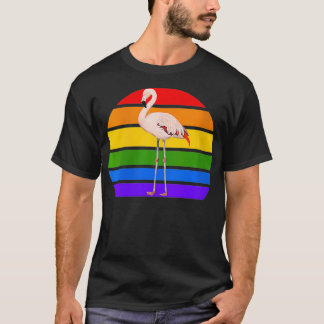 T-shirt Flamant rose pour femmes Rainbow Bird Birdwatcher