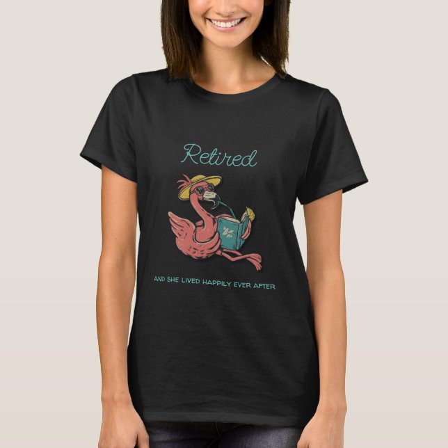 T-shirt Flamant rose Retraité Lecture Livre Avec Boisson T (Devant)