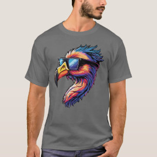 T-shirt Flamant rose rétro avec lunettes de soleil Vibes d