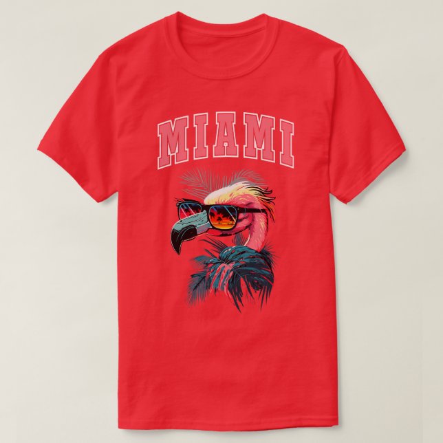 T-shirt Flamant rose Rétro Hommes Femmes Enfants Plage Fun (Design devant)