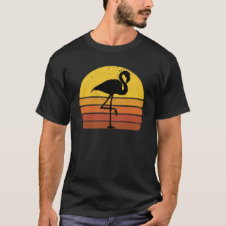 T-shirt Flamant Rose Rétro Vintage Coucher de Soleil Eté P