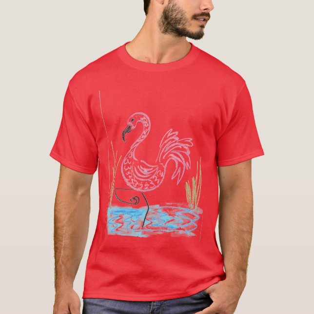 T-shirt Flamant rose rose #13 (Devant)