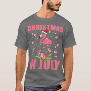 T-shirt Flamant rose rose à Santa Hat Noël en Juillet Cade