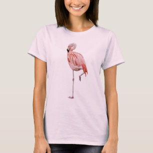 T-shirt Flamant rose rose Art Vintage