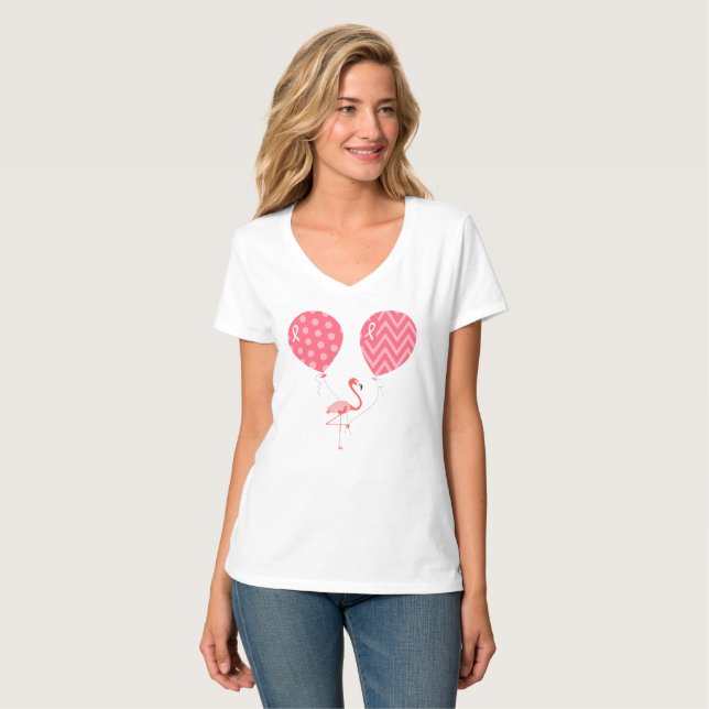 T-shirt Flamant rose rose avec des ballons (Devant entier)