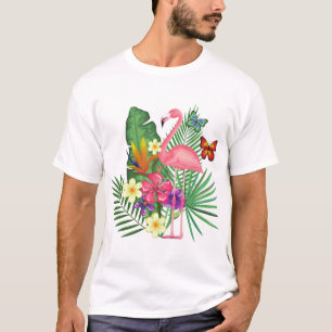 T-shirt Flamant rose rose avec papillon pour les amateurs