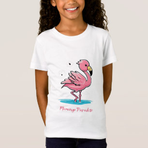 T-Shirt Flamant rose rose bébé dans l'eau