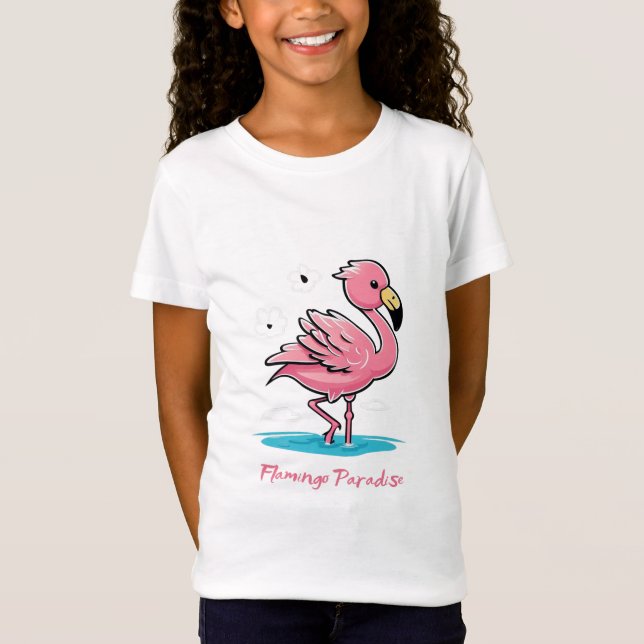 T-Shirt Flamant rose rose bébé dans l'eau (Devant)