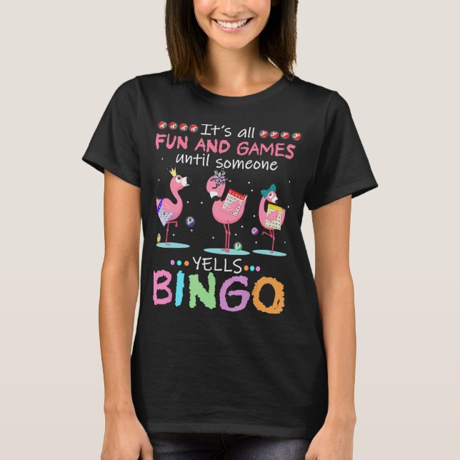 T-shirt Flamant rose rose Bingo Funny Cadeau Art (Devant)