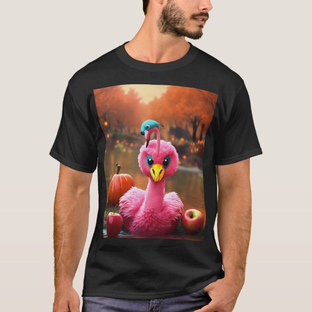 T-shirt Flamant rose rose en costume de dragon Bobbing pou (Devant)