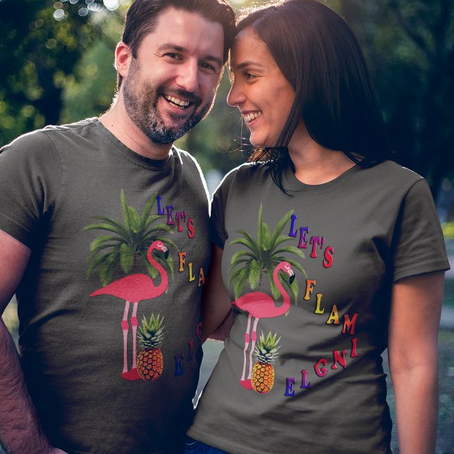 T-shirt Flamant rose rose Flamingle Friendly Unisex (Pink Flamingo Let's Flamingle Friendly Unisex T-Shirt)