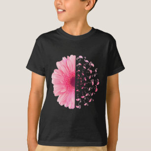T-shirt Flamant rose rose Fleur Mois de sensibilisation au