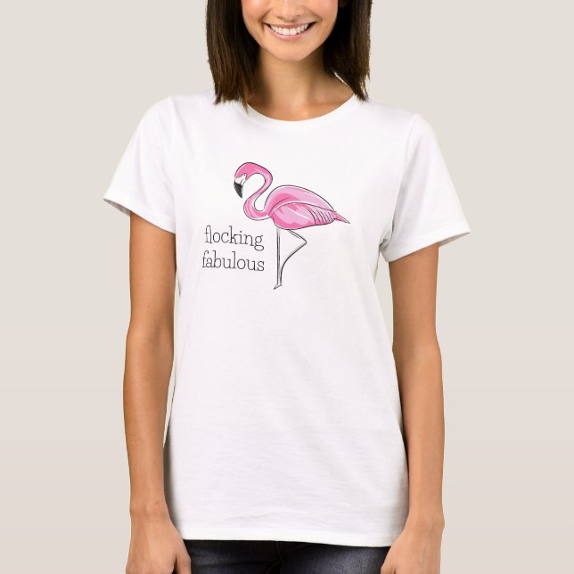T-shirt Flamant rose rose Flocking Fabulous (Devant)