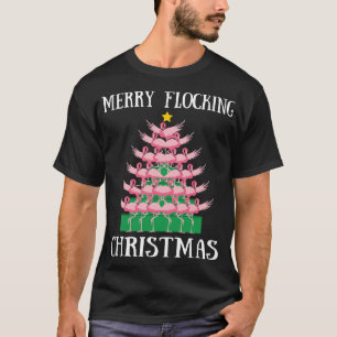T-shirt Flamant rose rose Joyeux Foule Flammes d'arbre de