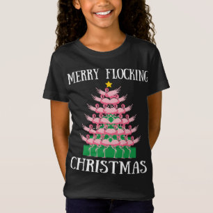 T-Shirt Flamant rose rose Joyeux Foule Flammes d'arbre de