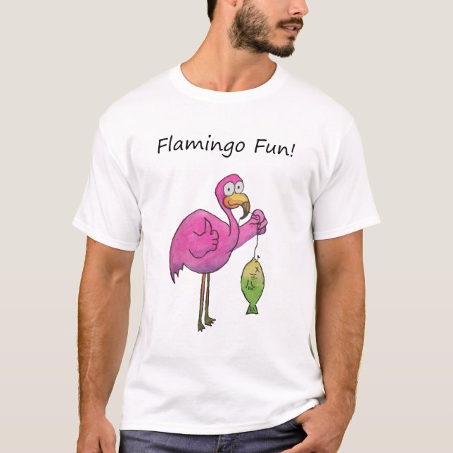 T-shirt Flamant rose rose lunatique pêchant le bon crochet (Devant)
