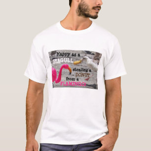 T-shirt Flamant rose rose Mouette  Plage Humour de vacance