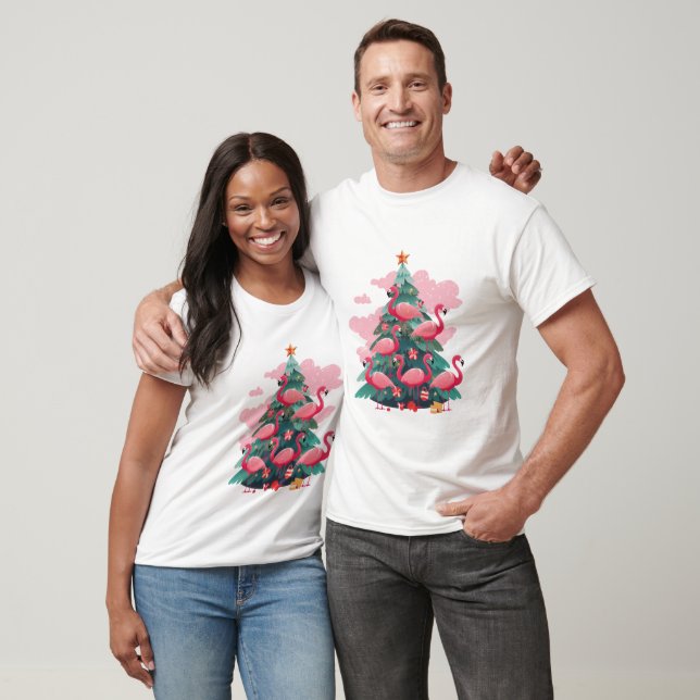 T-shirt Flamant rose ROSE NOËL ARBRE (Unisexe)