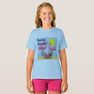 T-shirt Flamant rose rose Paradis Tropical - T-S de base p