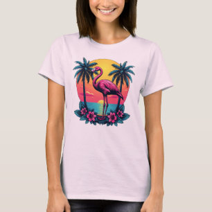 T-shirt Flamant rose rose Sunset Tee - Chemise féminine tr