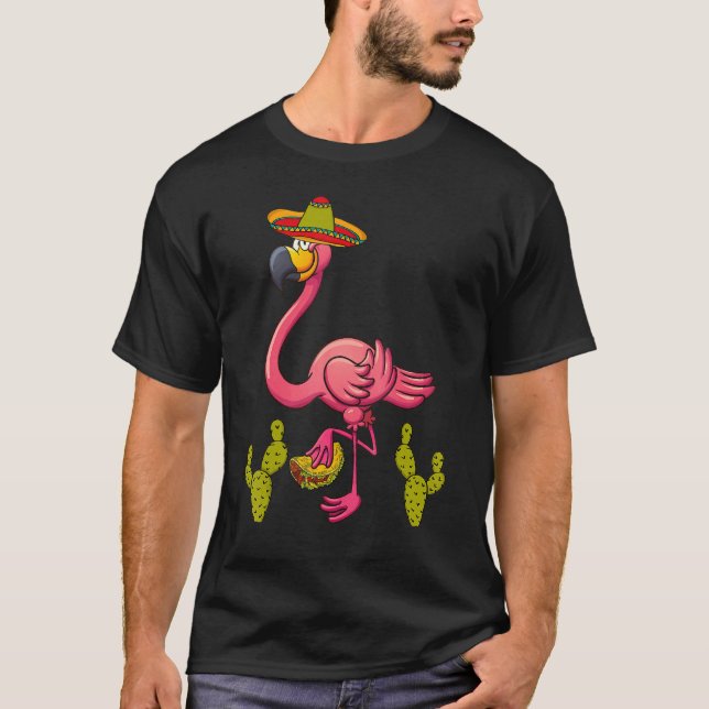 T-shirt Flamant rose rose Taco Mexicain Cinco De Mayo (Devant)