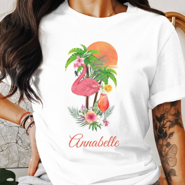 T-shirt Flamant rose rose Tropical (Créateur téléchargé)