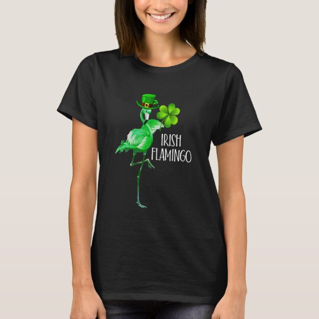 T-shirt Flamant rose Shamrock Jour de la Saint Patrick Fla (Devant)