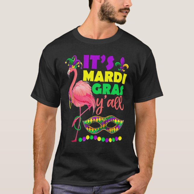 T-shirt Flamant rose Son Mardi Gras Yall Carnival Jester C (Devant)