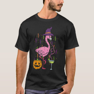 T-shirt Flamant rose sorcière joyeuse costume d'Halloween