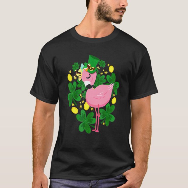 T-shirt Flamant rose St Patrick Day Oiseau rose (Devant)